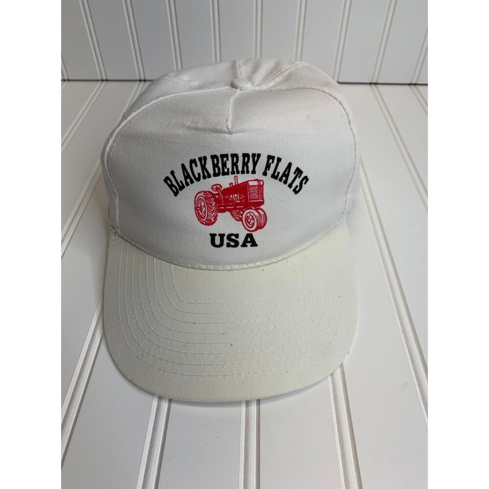 Blackberry Flats USA Vintage White Trucker Hat Snap Back
